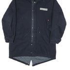 NAUTICA Mens Navy Blue Cotton Blend Parka Jacket XL Plain Zip Hooded