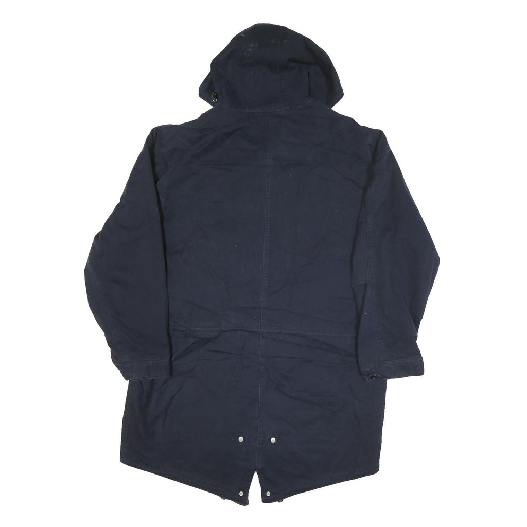 NAUTICA Mens Navy Blue Cotton Blend Parka Jacket XL Plain Zip Hooded