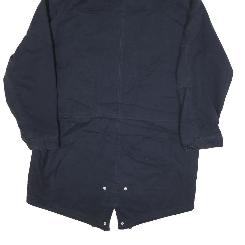 NAUTICA Mens Navy Blue Cotton Blend Parka Jacket XL Plain Zip Hooded