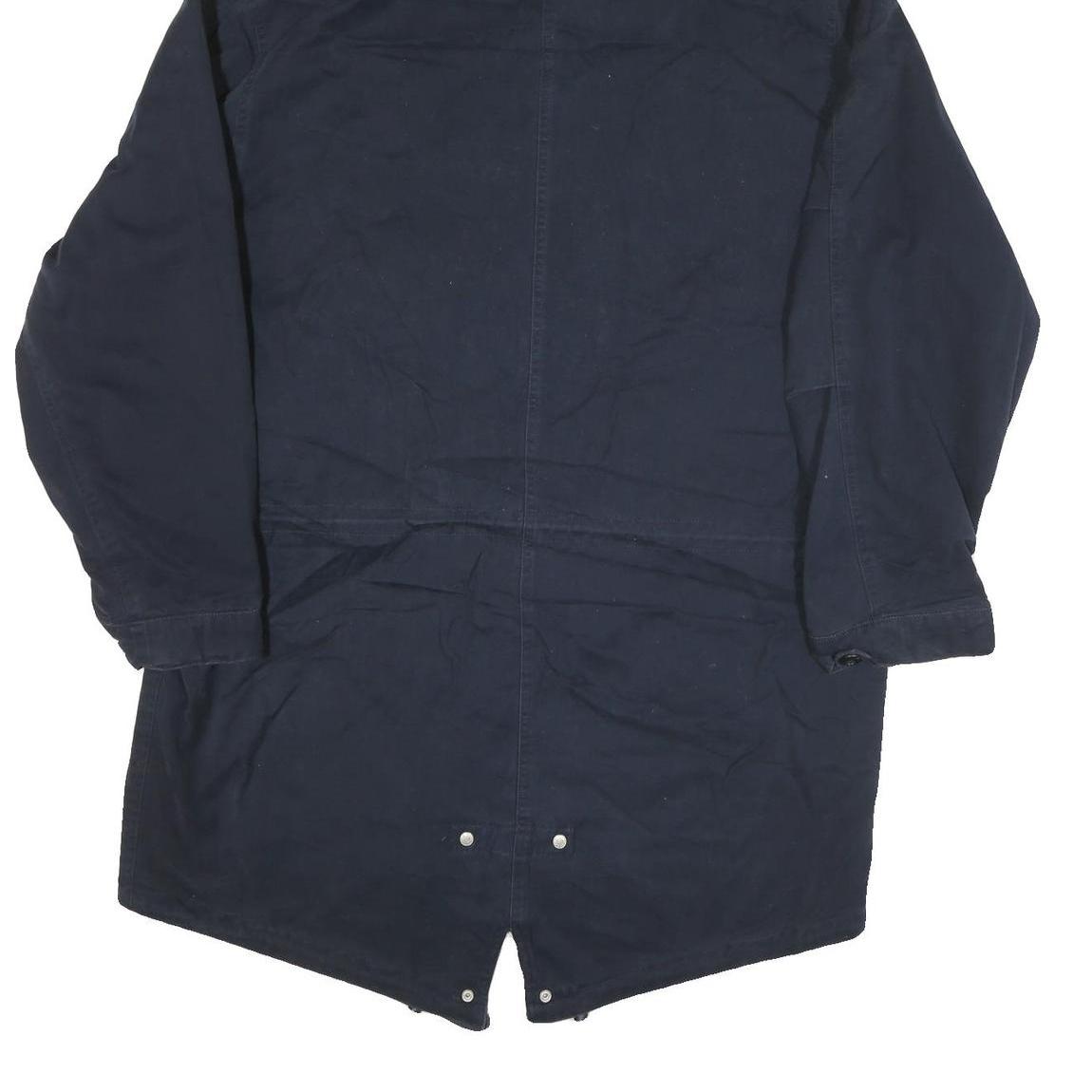 NAUTICA Mens Navy Blue Cotton Blend Parka Jacket XL Plain Zip Hooded