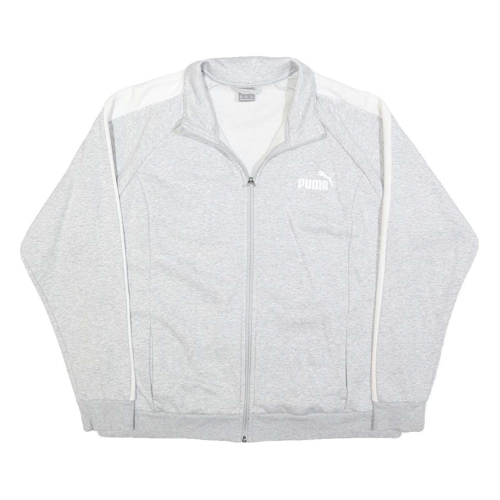 PUMA Mens Grey & White Cotton Zip Jacket 2XL Classic Athletic Comfortable