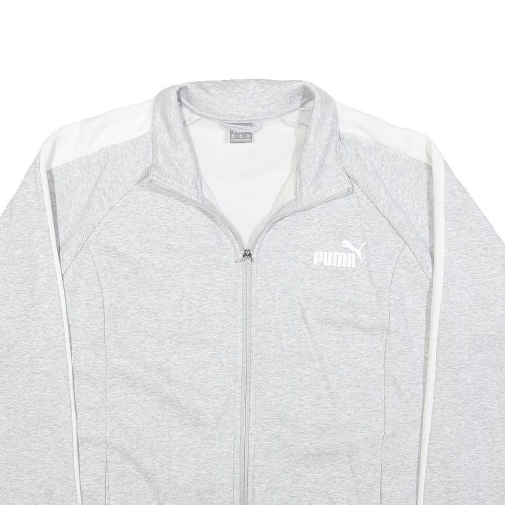 PUMA Mens Grey & White Cotton Zip Jacket 2XL Classic Athletic Comfortable