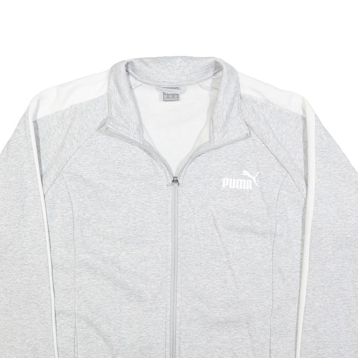 PUMA Mens Grey & White Cotton Zip Jacket 2XL Classic Athletic Comfortable