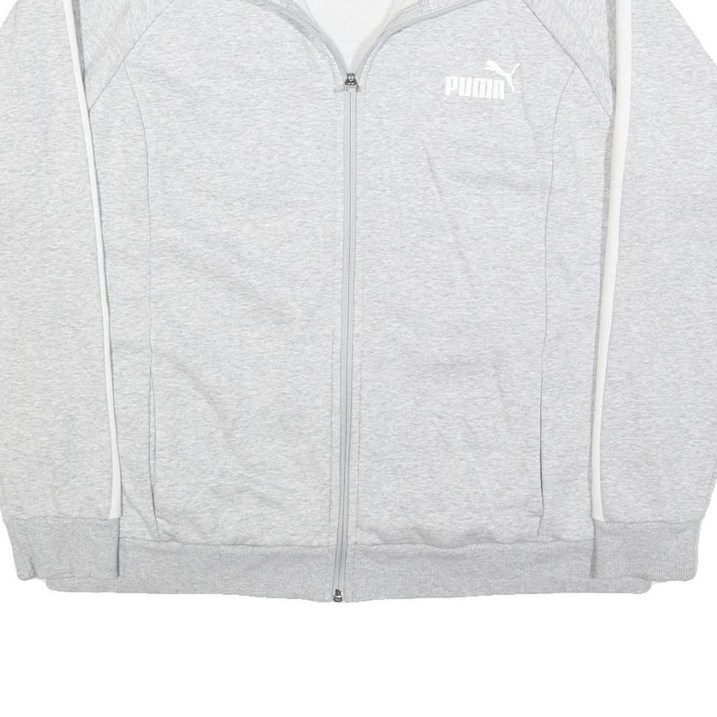 PUMA Mens Grey & White Cotton Zip Jacket 2XL Classic Athletic Comfortable