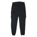 URBAN CLASSIC Mens Cotton Blend Black Slim Cargo Trousers W29 L30 Zip Pockets