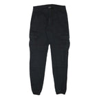 URBAN CLASSIC Mens Cotton Blend Black Slim Cargo Trousers W29 L30 Zip Pockets