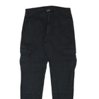 URBAN CLASSIC Mens Cotton Blend Black Slim Cargo Trousers W29 L30 Zip Pockets