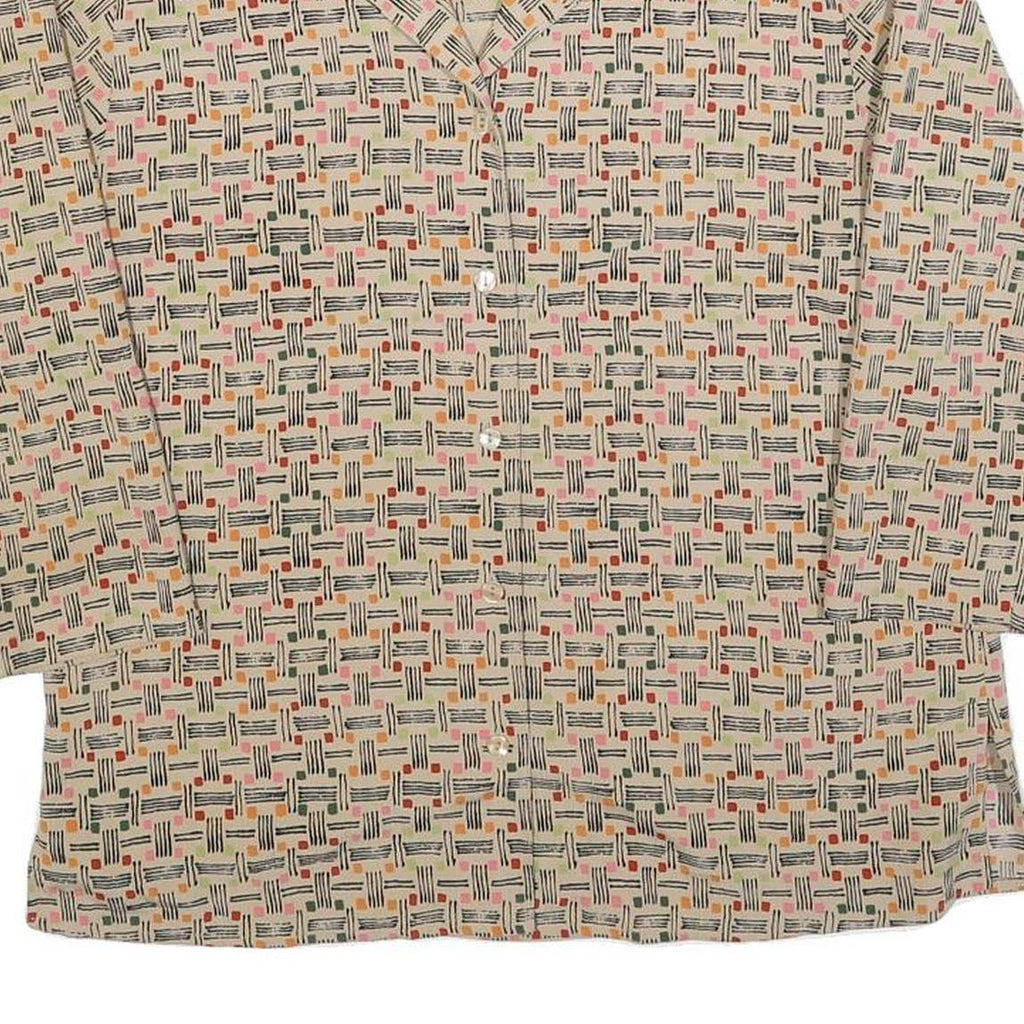 NOTATIONS Womens Beige Printed Long Sleeve Collared Shirt M Lightweight