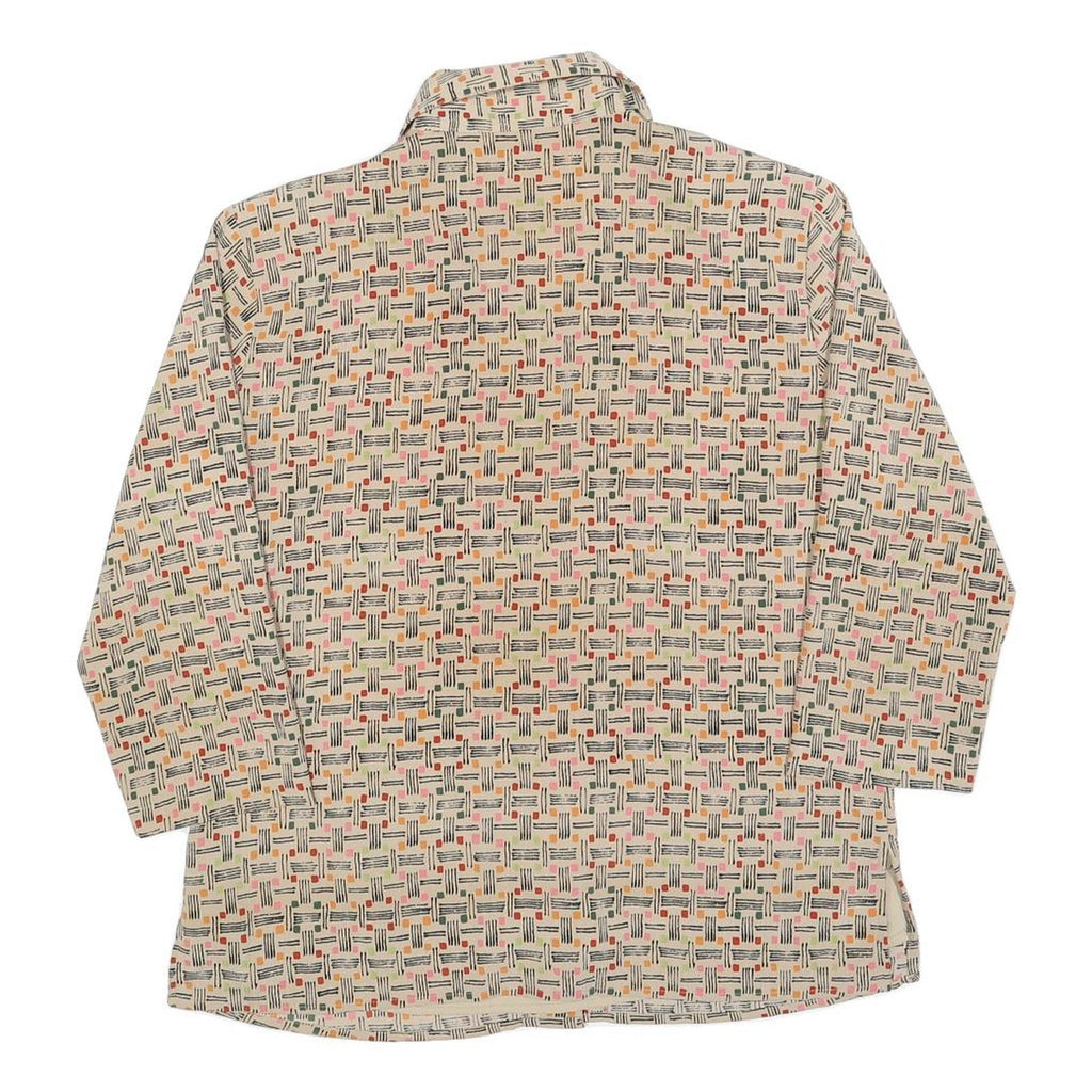 NOTATIONS Womens Beige Printed Long Sleeve Collared Shirt M Lightweight