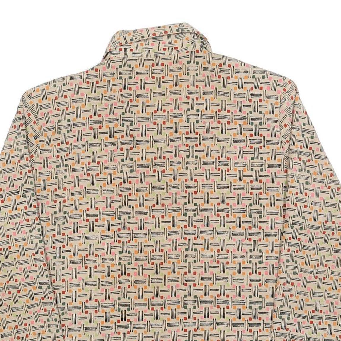 NOTATIONS Womens Beige Printed Long Sleeve Collared Shirt M Lightweight