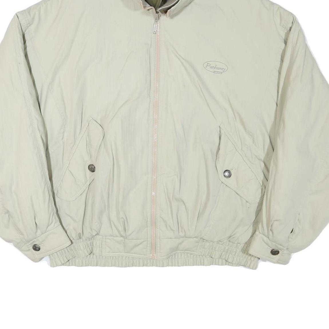 PARKWAY Mens Beige Outdoor Jacket L Polyester Blend Zip Plain Casual Lightweight