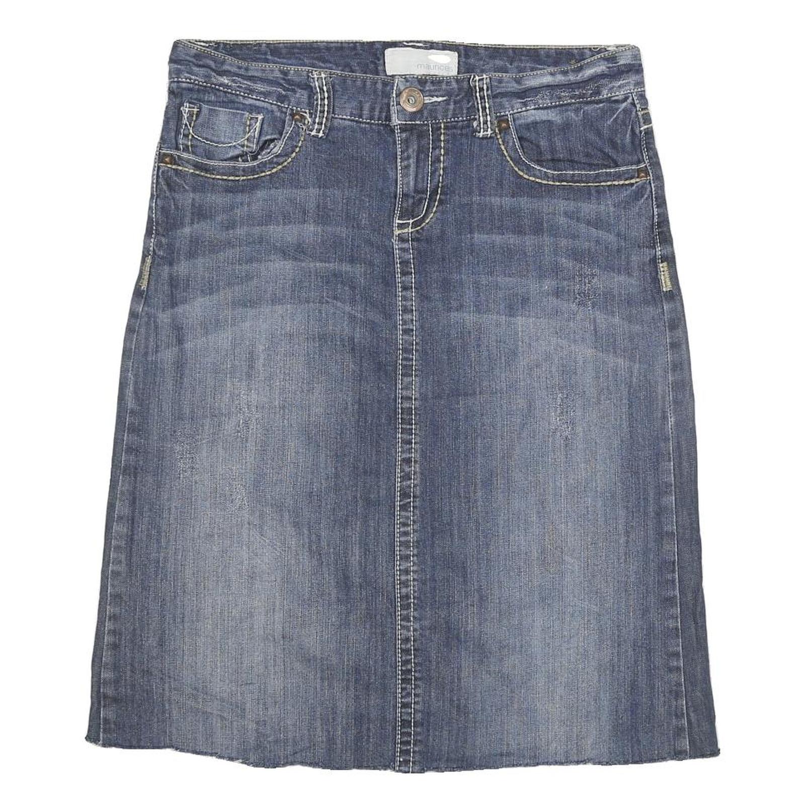 MAURICES Womens Blue Denim Mini Skirt Cotton Blend XL Casual Knee Length Zip
