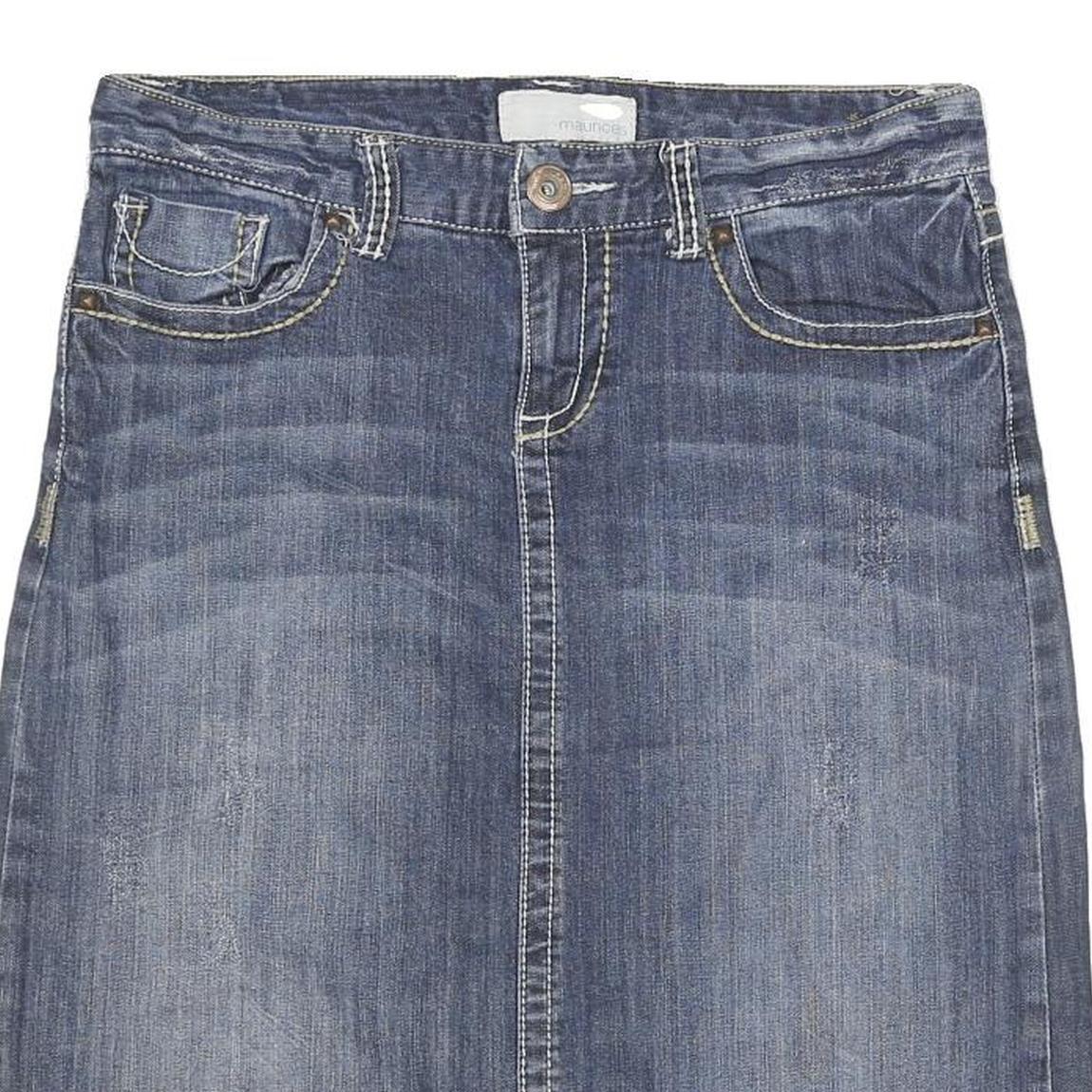 MAURICES Womens Blue Denim Mini Skirt Cotton Blend XL Casual Knee Length Zip