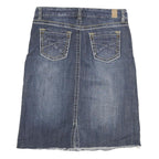 MAURICES Womens Blue Denim Mini Skirt Cotton Blend XL Casual Knee Length Zip