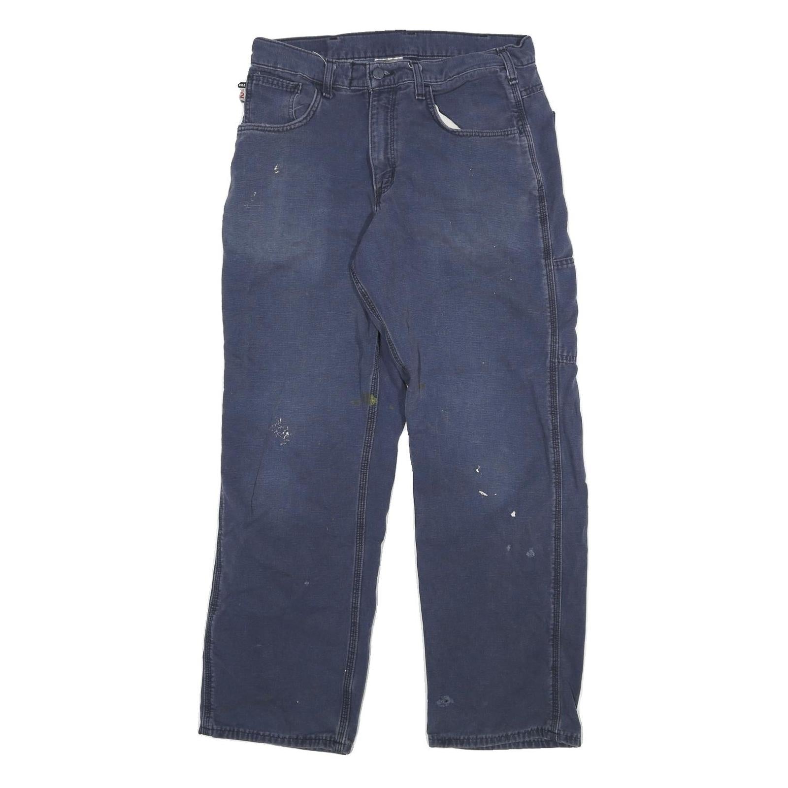 CARHARTT Mens Regular Fit Blue Denim Jeans W30 L27 Workwear Utility Zip Closure