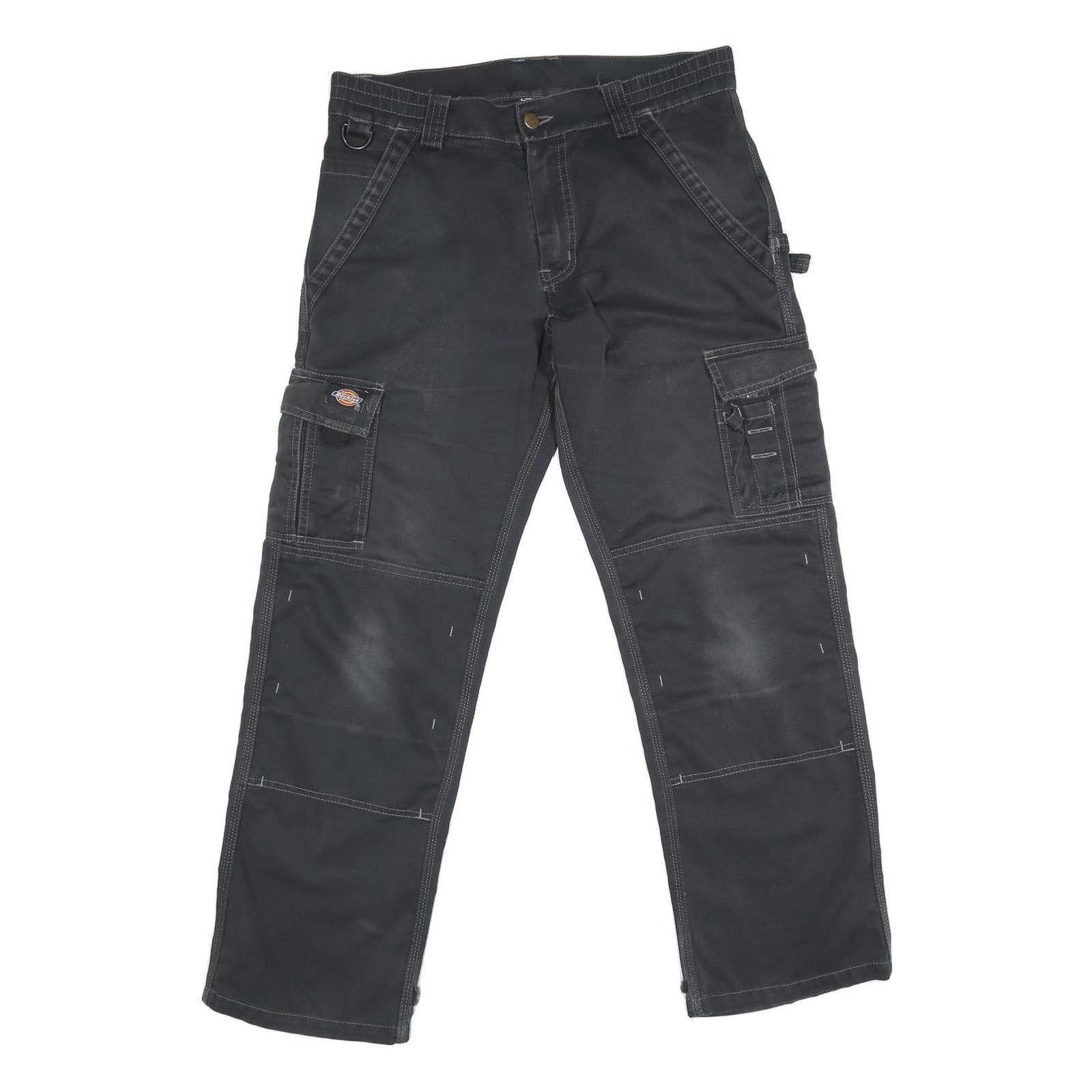 DICKIES Mens Black Regular Fit Cargo Trousers W32 L29 Workwear Zip Closure