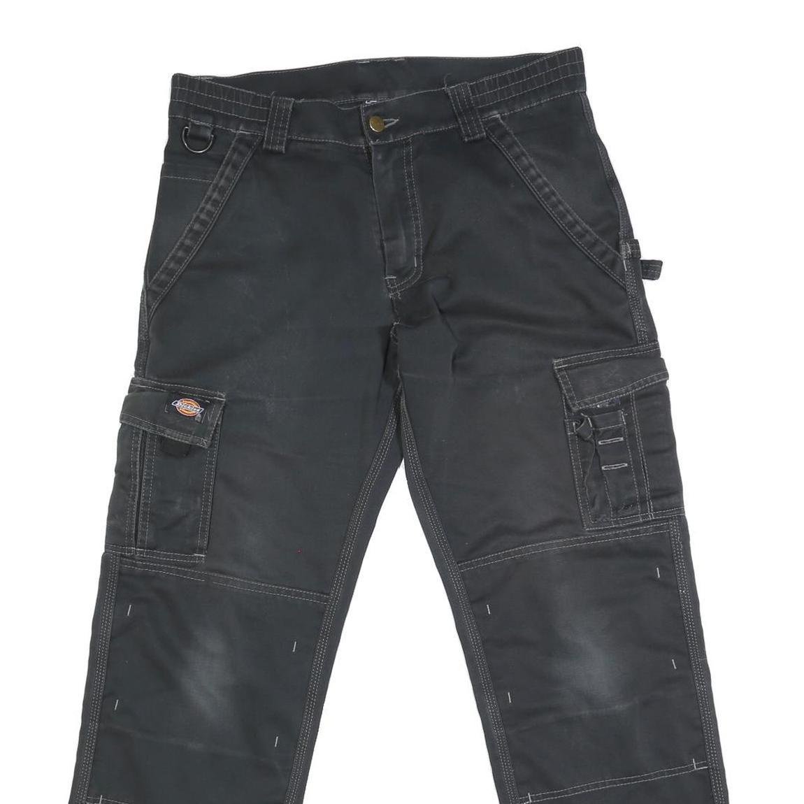 DICKIES Mens Black Regular Fit Cargo Trousers W32 L29 Workwear Zip Closure