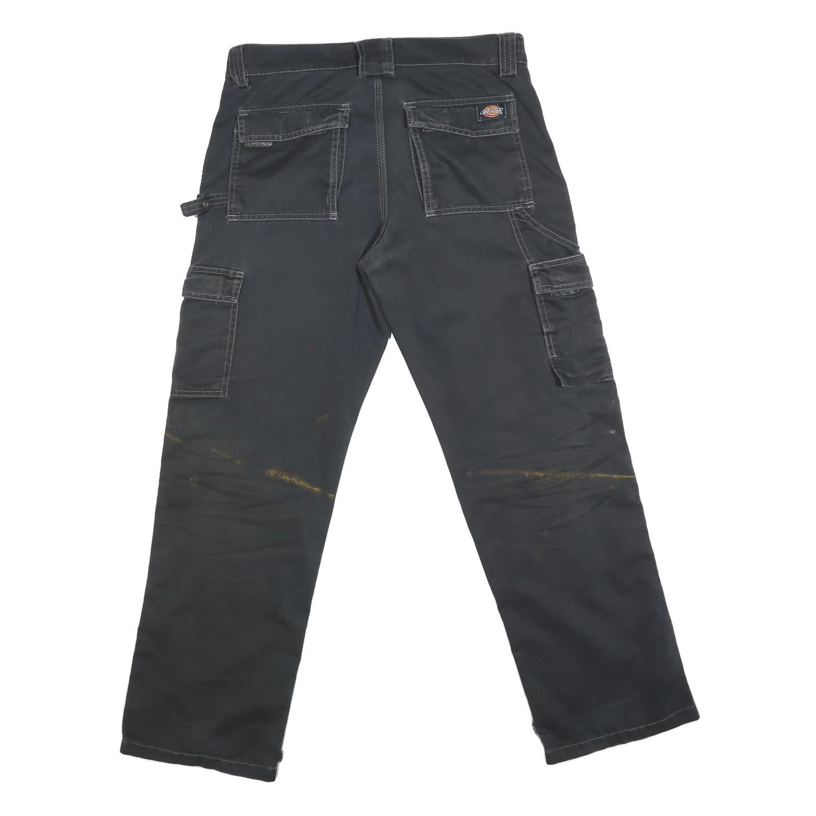 DICKIES Mens Black Regular Fit Cargo Trousers W32 L29 Workwear Zip Closure