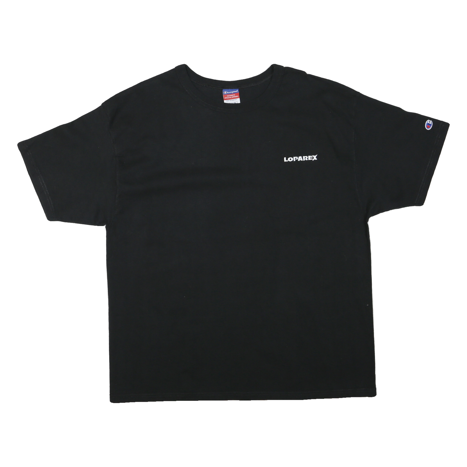 CHAMPION Mens Black XL T-Shirt Short Sleeve Crew Neck Logo Graphic Cotton Blend