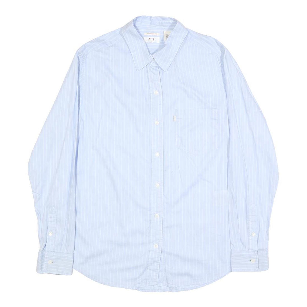 LEVI'S Womens Blue & White Striped Shirt S Cotton Button Down Long Sleeve