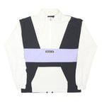 ELLESSE Womens White & Lilac Panel Zip Jacket UK 8 Cotton Casual Activewear