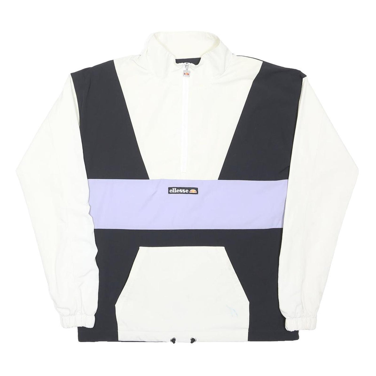 ELLESSE Womens White & Lilac Panel Zip Jacket UK 8 Cotton Casual Activewear