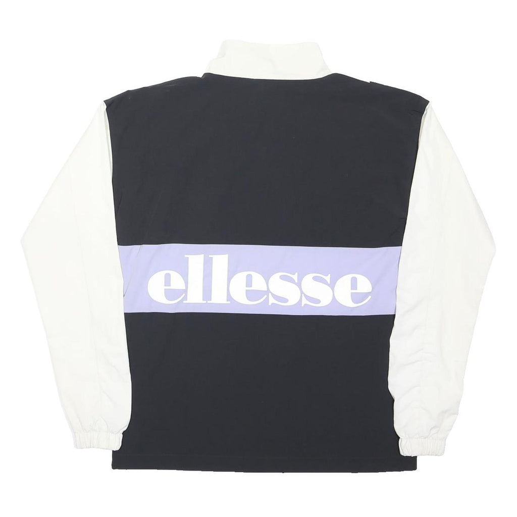 ELLESSE Womens White & Lilac Panel Zip Jacket UK 8 Cotton Casual Activewear