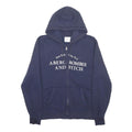 ABERCROMBIE & FITCH Mens Navy Blue Zip Hoodie XL Cotton Blend Casual Sweatshirt