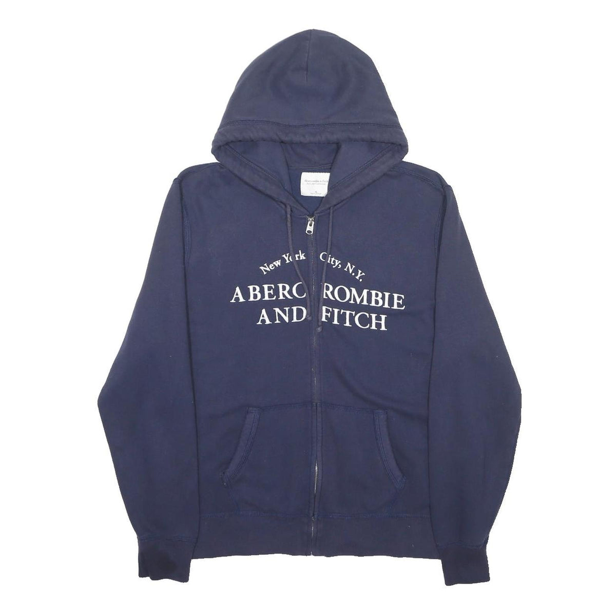 ABERCROMBIE & FITCH Mens Navy Blue Zip Hoodie XL Cotton Blend Casual Sweatshirt