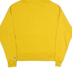 CHAMPION Womens Yellow Pullover Hoodie M Classic Logo Cotton Blend