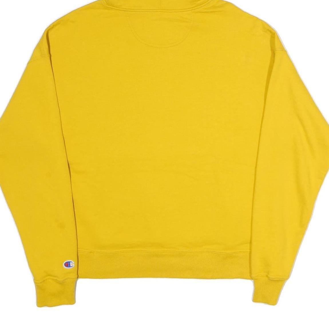 CHAMPION Womens Yellow Pullover Hoodie M Classic Logo Cotton Blend