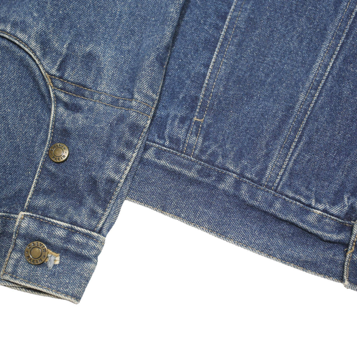 CALVIN KLEIN Trucker Mens Blue Denim Jacket L Cotton Blend Button Up