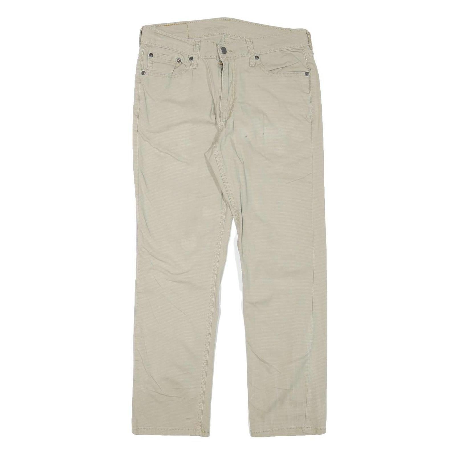 LEVI'S Mens Regular Beige Cotton Blend Trousers W30 L28 Zip Pocket Classic Style
