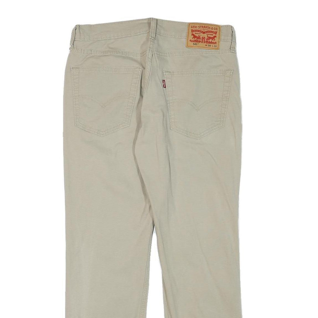 LEVI'S Mens Regular Beige Cotton Blend Trousers W30 L28 Zip Pocket Classic Style