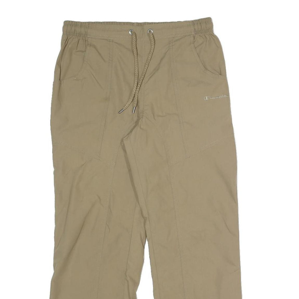 CHAMPION Mens Polyester Blend Beige Regular Drawstring Trousers W25 L26 Casual