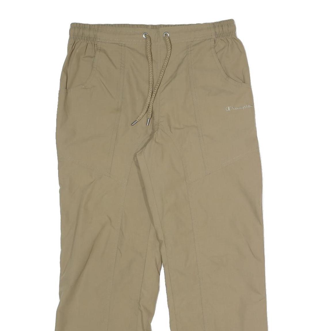 CHAMPION Mens Polyester Blend Beige Regular Drawstring Trousers W25 L26 Casual