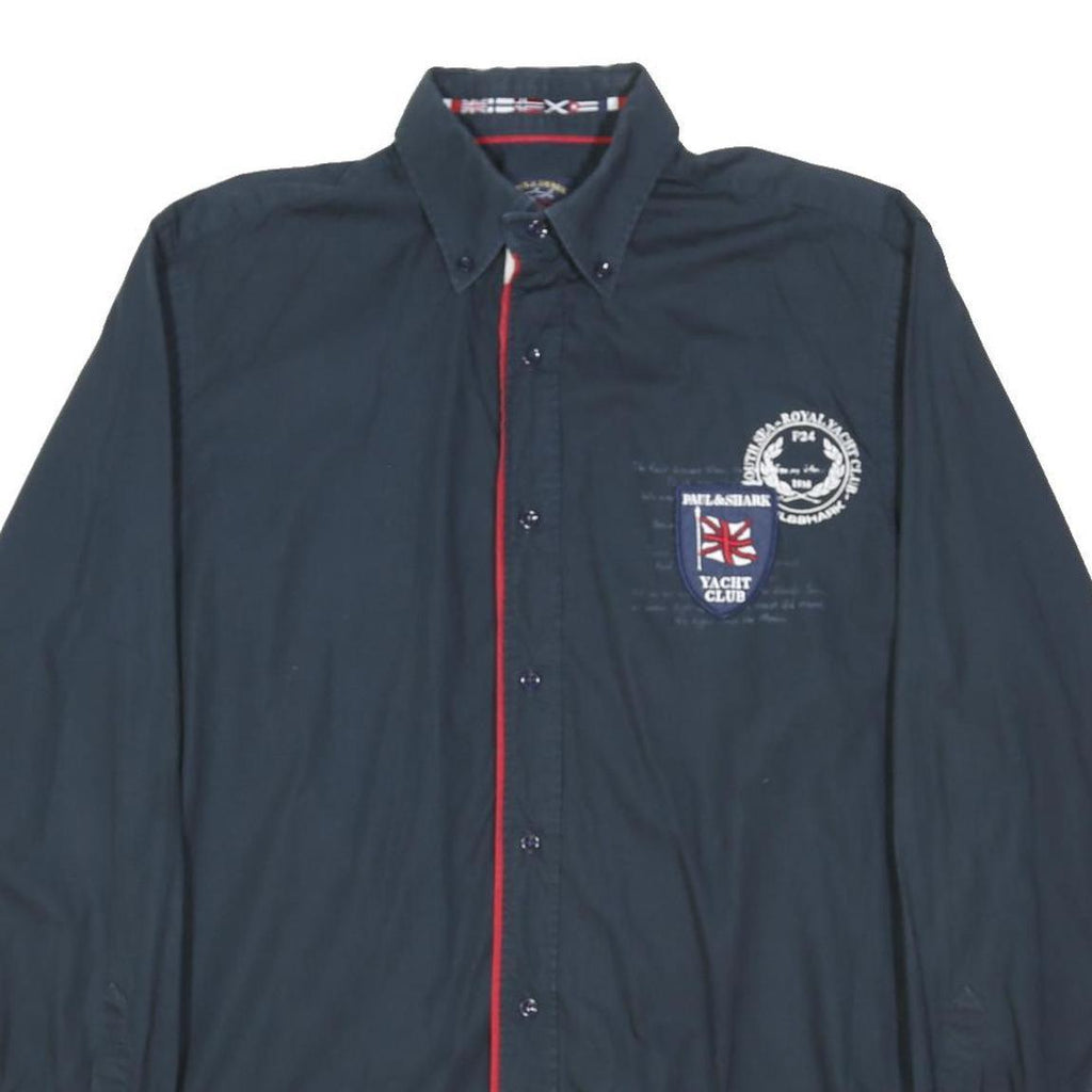 PAUL & SHARK Mens Navy Blue Yacht Club Shirt S Classic Button Down Cotton Blend
