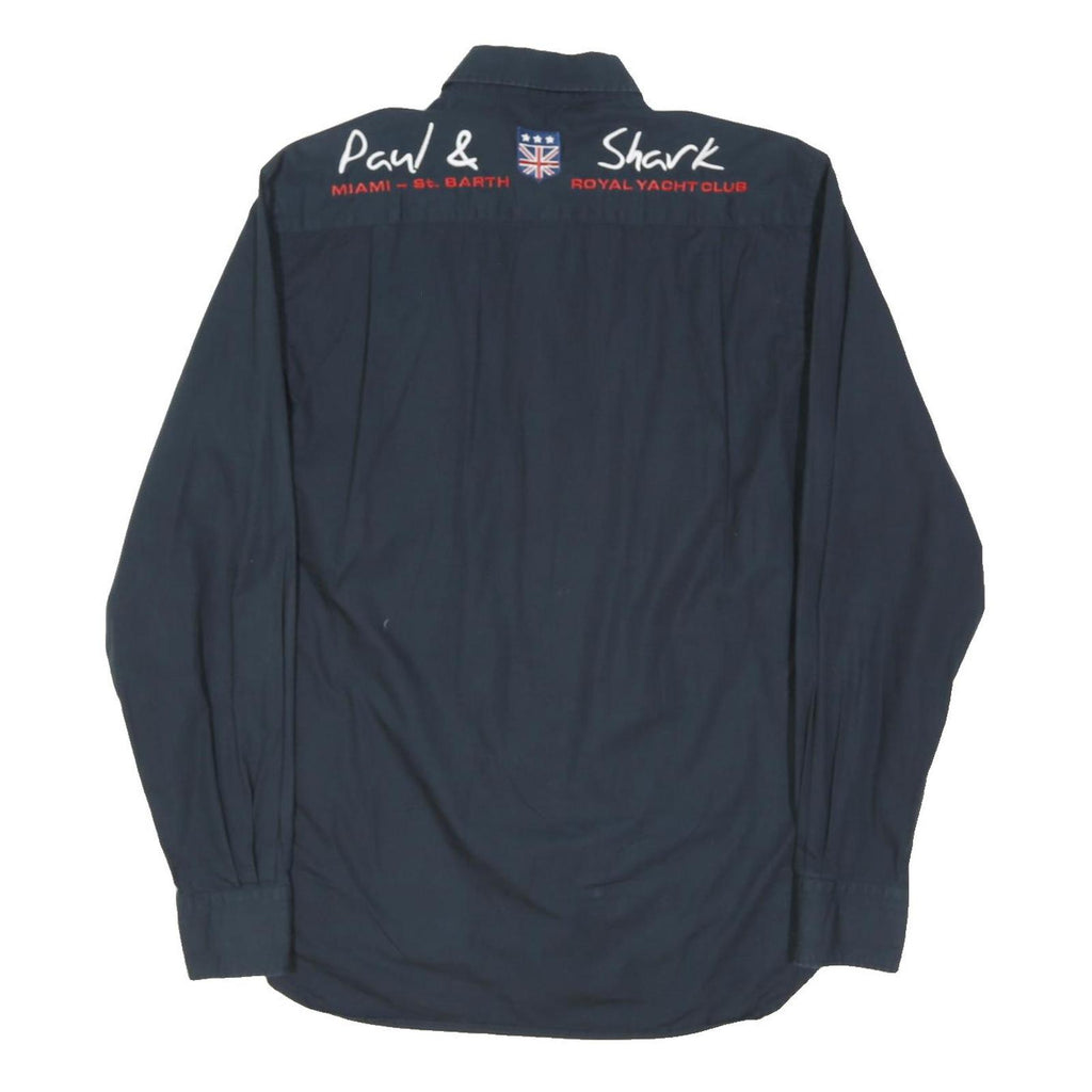 PAUL & SHARK Mens Navy Blue Yacht Club Shirt S Classic Button Down Cotton Blend