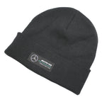 AMG Petaronas Mens Black Motorsport Beanie Cotton Blend Knit Logo Winter Hat S