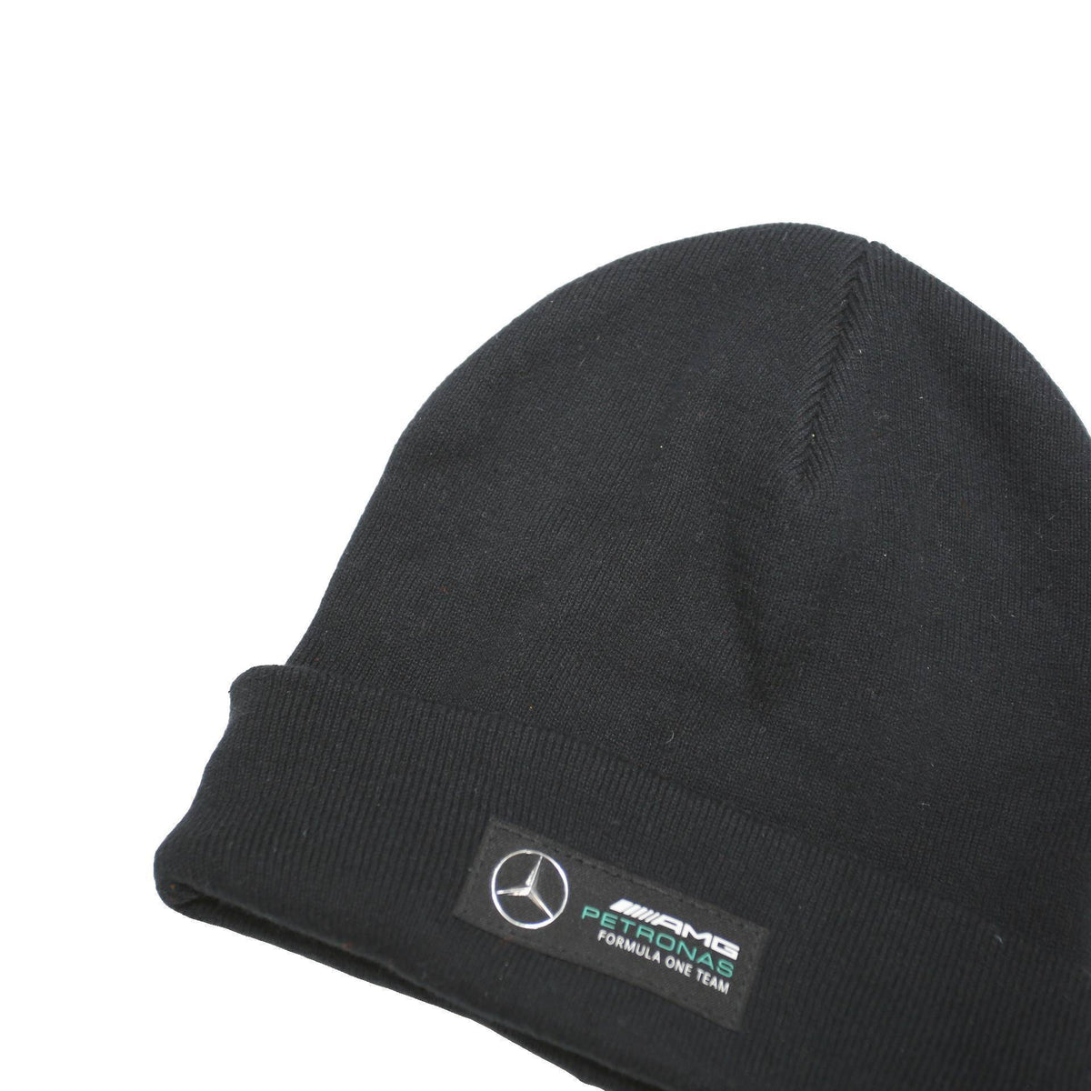 AMG Petaronas Mens Black Motorsport Beanie Cotton Blend Knit Logo Winter Hat S