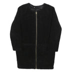 Womens Black Zip Front Jacket M Polyester Blend Plain Soft Warm Casual Outerwear