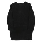 Womens Black Zip Front Jacket M Polyester Blend Plain Soft Warm Casual Outerwear