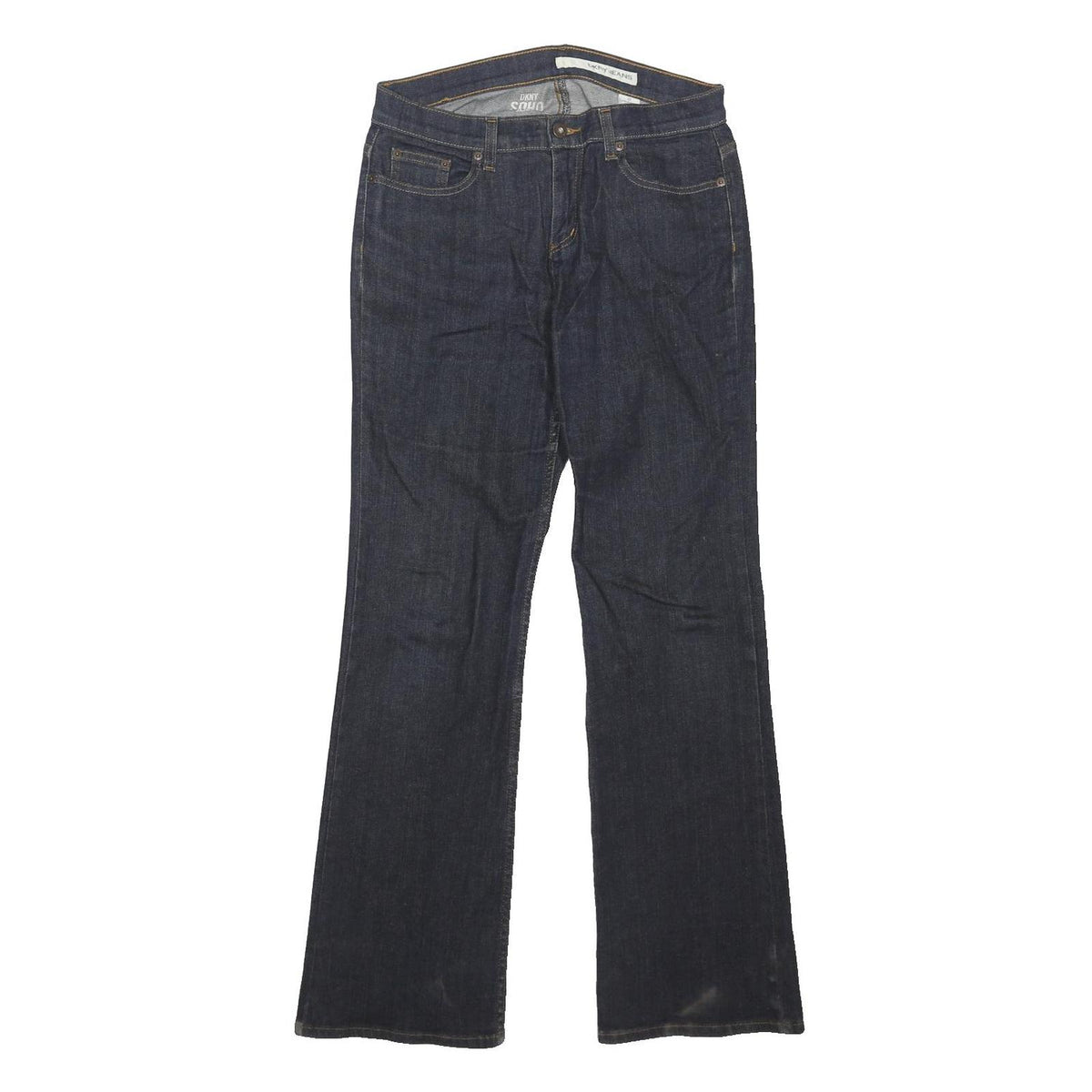 DKNY Womens Jeans Blue Regular Straight Denim Dark W31 L31 Button Cotton Blend