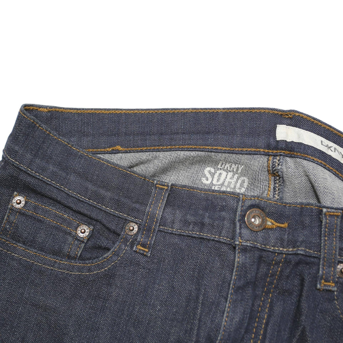 DKNY Womens Jeans Blue Regular Straight Denim Dark W31 L31 Button Cotton Blend