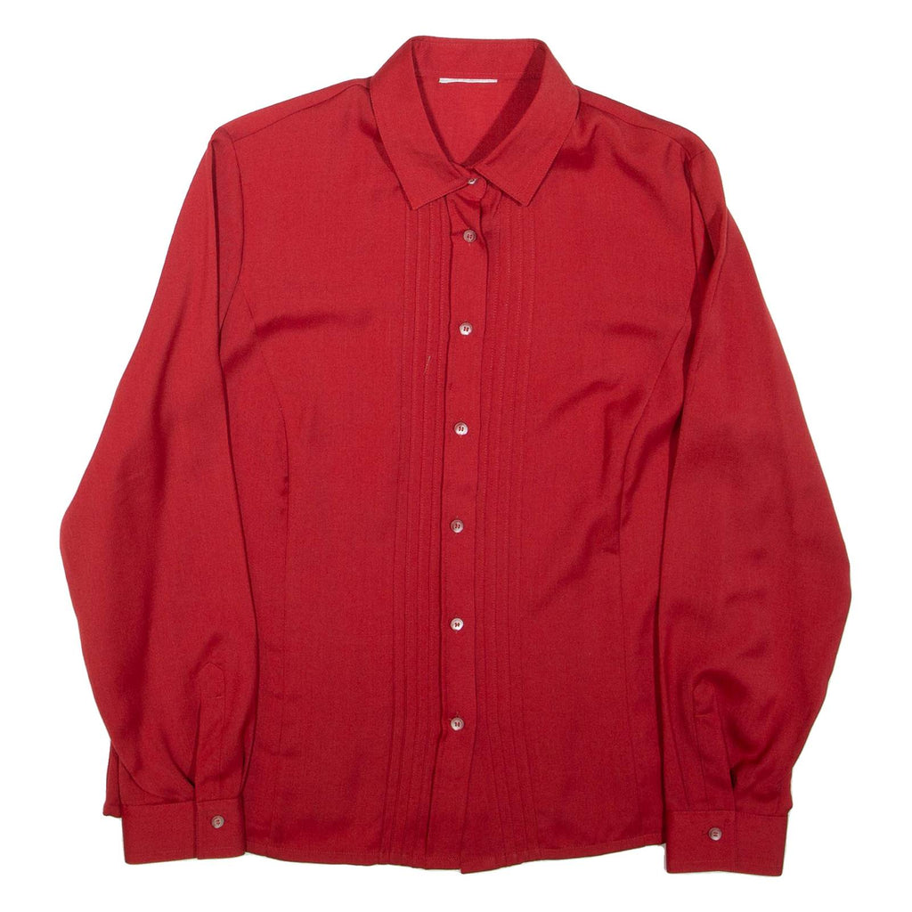 Womens Plain Shirt Red Long Sleeve L