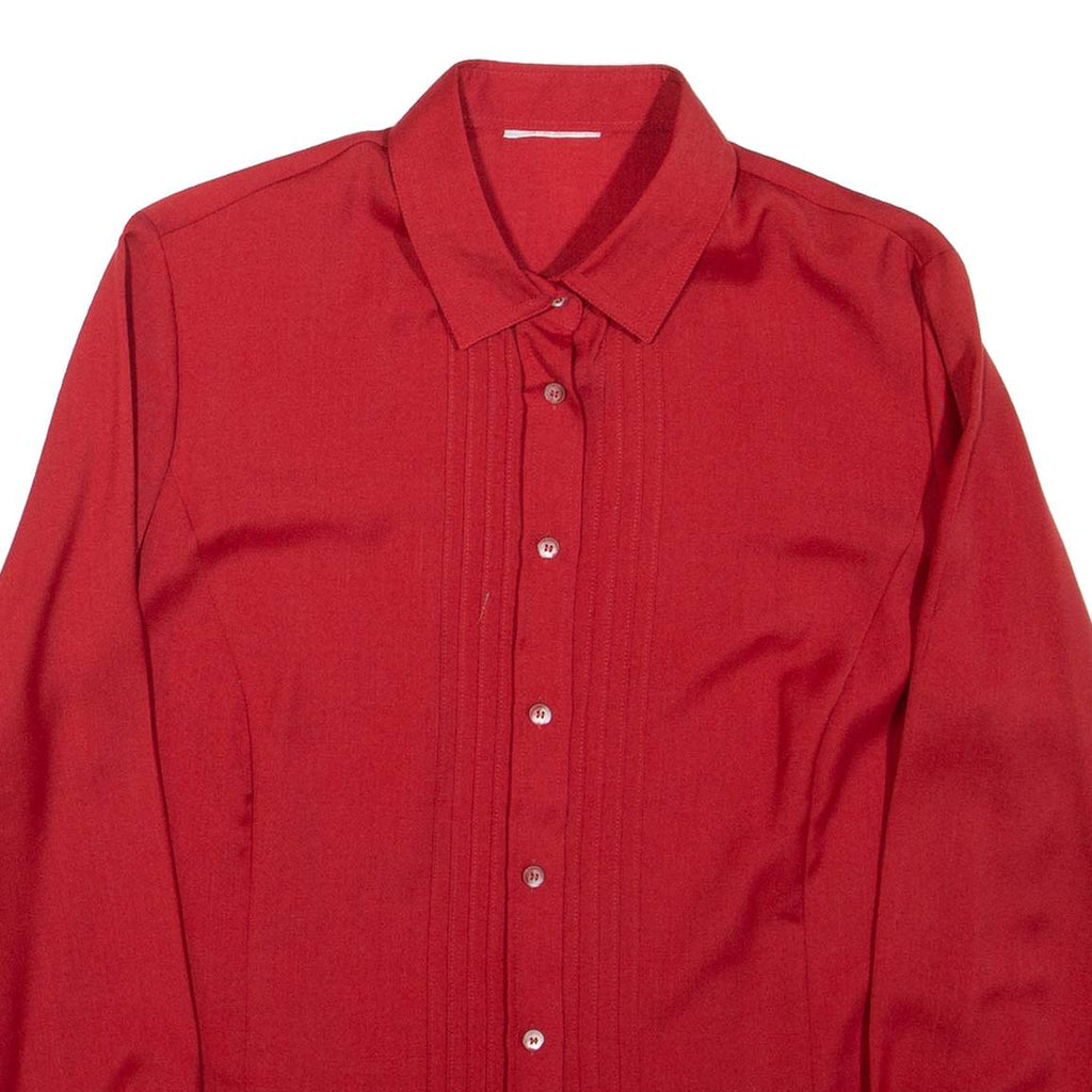 Womens Plain Shirt Red Long Sleeve L