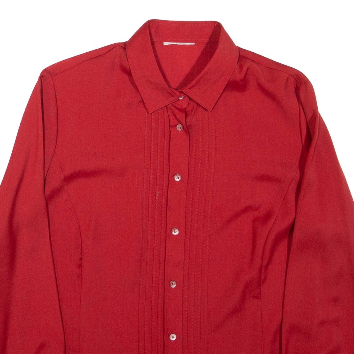 Womens Plain Shirt Red Long Sleeve L