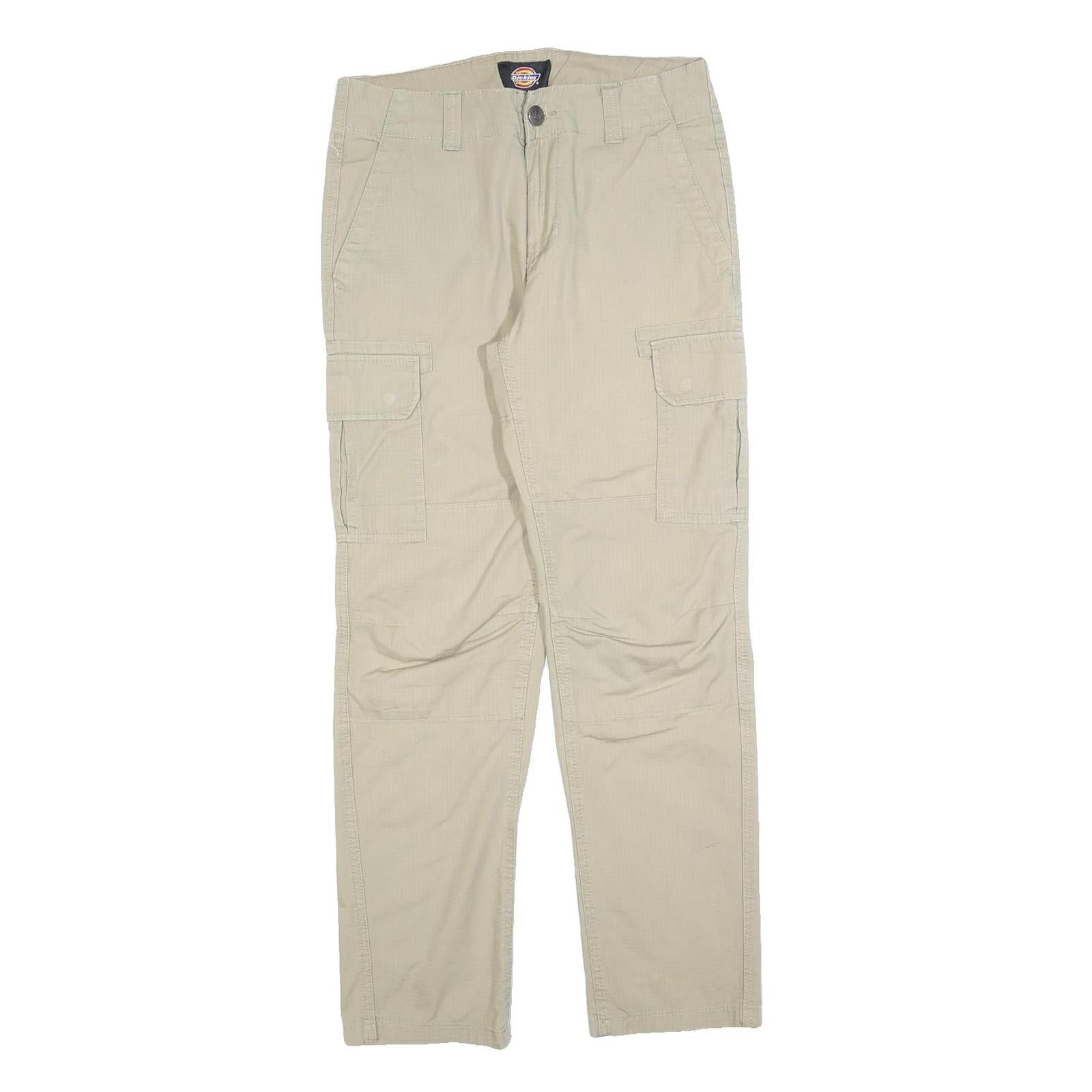 DICKIES Womens Cotton Blend Beige Slim Tapered Trousers W29 L29 Cargo Pockets