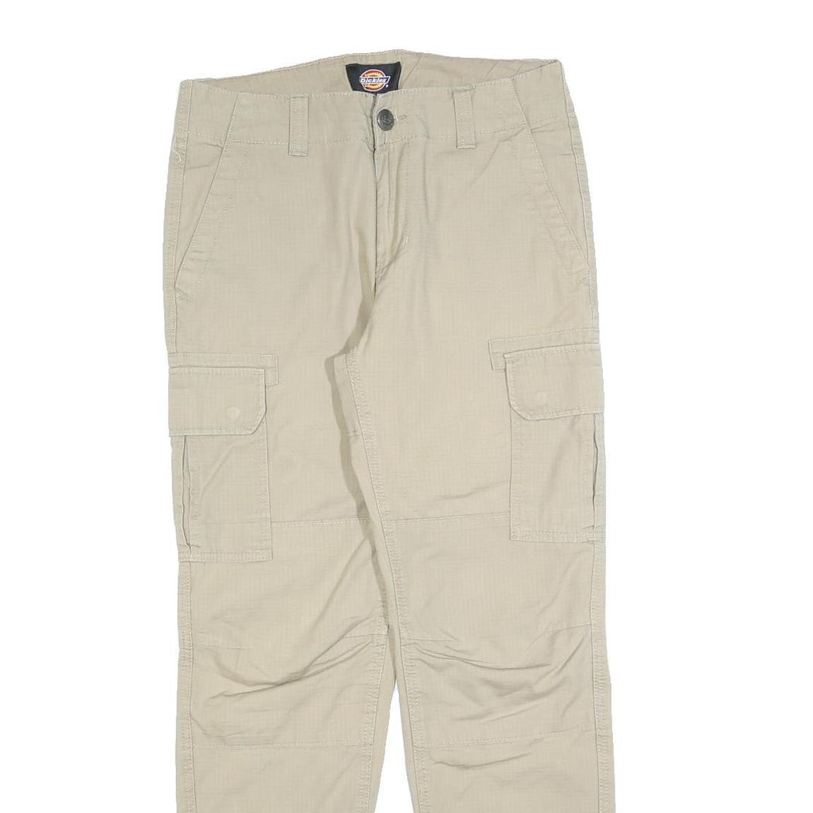 DICKIES Womens Cotton Blend Beige Slim Tapered Trousers W29 L29 Cargo Pockets