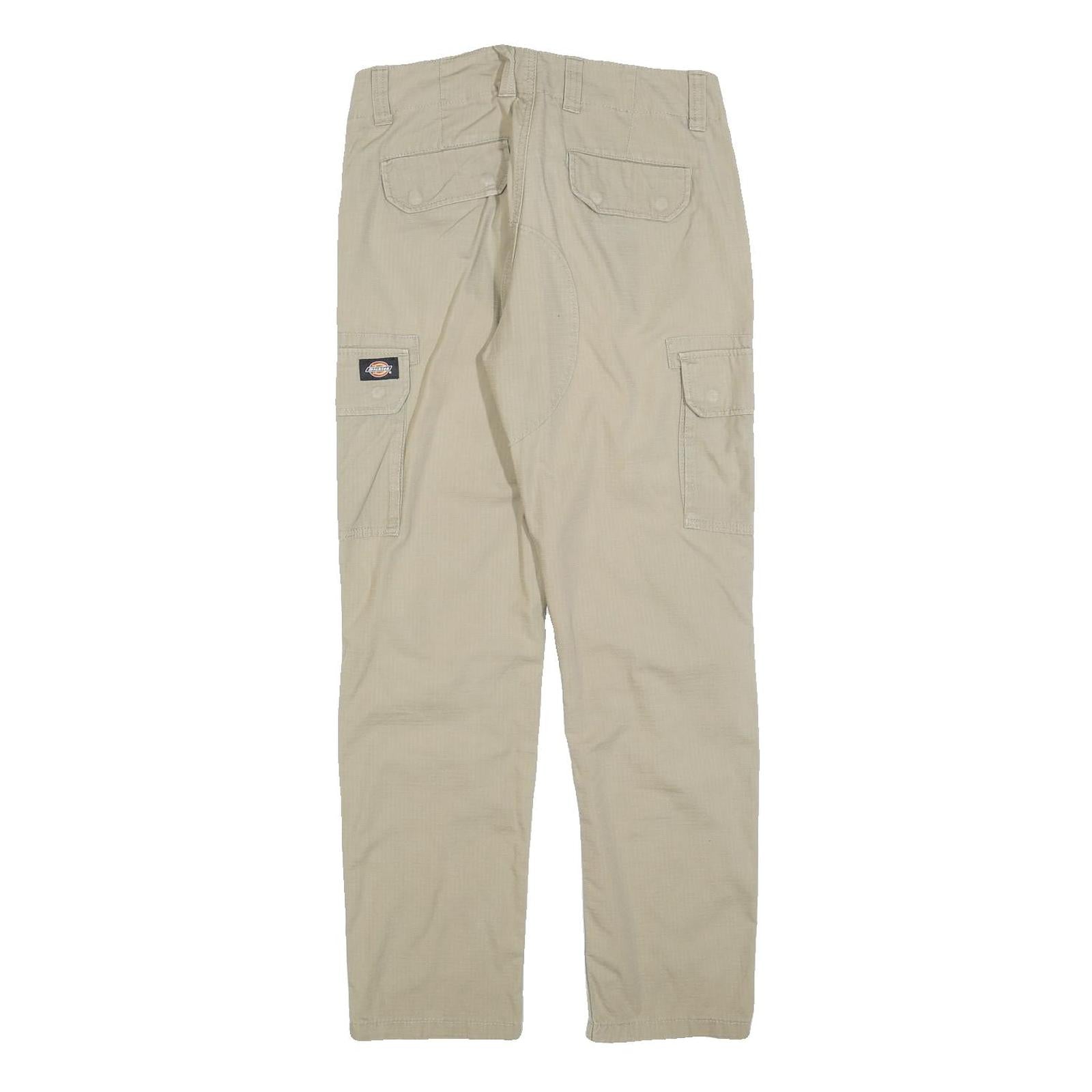 DICKIES Womens Cotton Blend Beige Slim Tapered Trousers W29 L29 Cargo Pockets